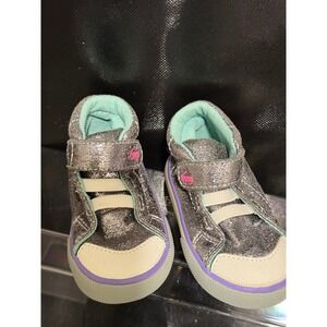See Kai Run Toddler Girls Silver Metallic High Top Sneakers Size 4 Purple Mint